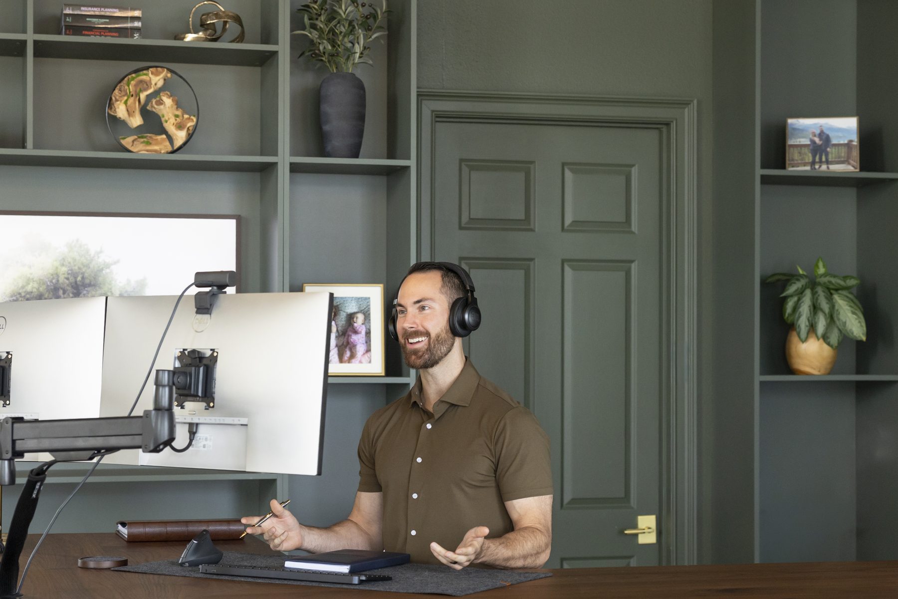 Jesse Plunkett on a video call with a client